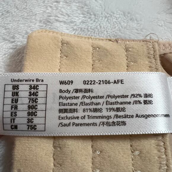 Delimira Lined Underwire Bra Size 34C NEW Neutral Minimalist Intimates Stretch - Picture 6 of 7